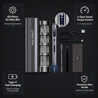 Tournevis électrique sans fil ES1, 3,7 V, couple de 0,35 N.m, 165 tr/min, outil de réparation de précision, 60 embouts S2, rechargeable par USB-C, LED LCD