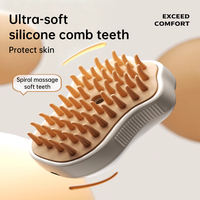 Brosse à vapeur multifonctionnelle 3-en-1 pour animaux de compagnie, auto-nettoyante, en ABS, avec fonction de massage et alimentation par batterie