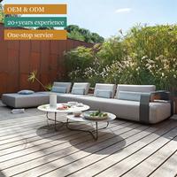 Ensemble de canapés modulaires d'extérieur en aluminium avec chaise longue en tissu imperméable, aménagement flexible, pour patio