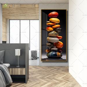 Décoration de salon de luxe, peinture sur toile imprimée haute définition, pierre colorée, porcelaine de cristal avec murale LED - Product Image 5