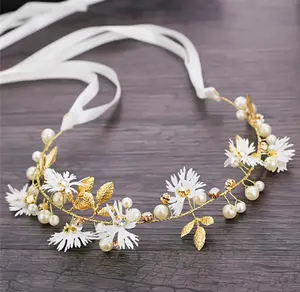 Marguerite perle perles torsadées à la main bandeau mariée accessoires de mariage coiffure accessoires de cheveux demoiselle d'honneur fleur enfants