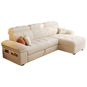 2025 New Kính Thiên Văn Giường Kép Sử Dụng Nhà Nhỏ Pháp Kem Phong Cách Phòng Khách Lưu Trữ Vải Sofa - Product Image 2