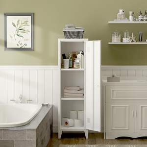 Armario de Almacenamiento Metálico con Cerradura, Puerta y Estantes Extraíbles, Armario <span class=keywords><strong>Estrecho</strong></span> para <span class=keywords><strong>Cocina</strong></span> o Baño - Product Image 4