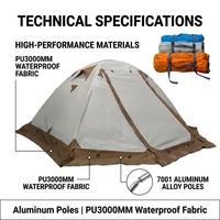 Tente en aluminium légère pour 2-3-4 personnes, imperméable, double couche, quatre saisons, pour la randonnée en montagne et les activités de plein air dans des environnements extrêmes