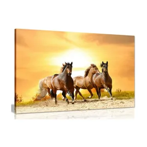 Running Wild Horses Sunset Canvas Wall Art Picture Print Animals Wildlifet poster Painting Wall Art home decor