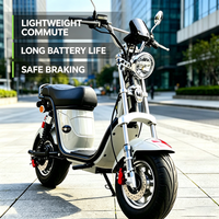 Skuter Listrik Retro 60V 20AH Ban Lebar untuk Dewasa, Moped Listrik untuk Perjalanan Sehari-hari & Berkendara di Kota