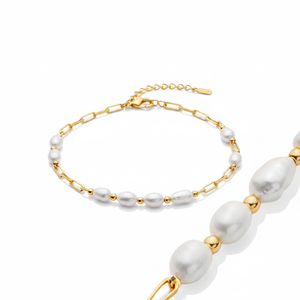 Pearl and Chain Design Silver Charm <b>Bracelet</b> 925 Sterling Silver Handcrafted Wholesale Jewelry - Product Image 2