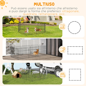 PawHut Steel Pet Cage Playpen? 180x61cm Noir - Product Image 5