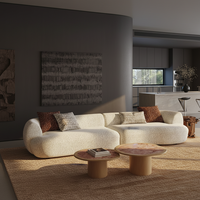 Canapé d'angle en velours chenille importé, style « Old Money », pour villa, grand format, salon, luxe discret, amovible