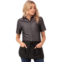 Vente chaude Personnalisé Court Bavoir Serveuse Argent Pochette Sac Polyester Taille Demi-Corps Serveur Coton Tablier Pour Serveur