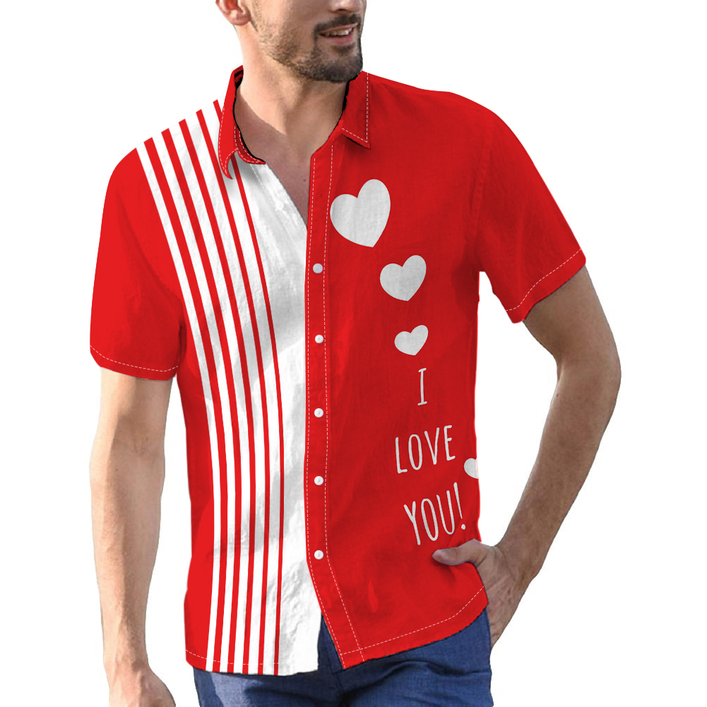Cute Cartoon Love Shirt for Men & Women - Red Tee Tops