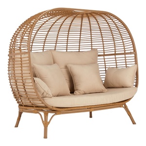 Divano Doppio in Rattan per Esterni Stile Nordico, Combinazione Letto Artistico in Rattan, Sedia a Dondolo <span class=keywords><strong>da</strong></span> <span class=keywords><strong>Giardino</strong></span> Tipo Nido d'Uccello - Product Image 1