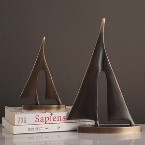 Copper Sailboat Figurine <b>Set</b> Black And Gold Minimalist Office <b>Desk</b> Decor Multi Piece Package - Product Image 4