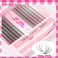 Kit de cils en grappes DIY, ensemble de faux cils avec colle, cils individuels segmentés et denses