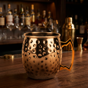 Vaso de Acero Inoxidable Clásico Ecológico de 16 oz con Asa de Latón, Taza Martillada Resistente para Cerveza o Bebidas Calientes - Product Image 3