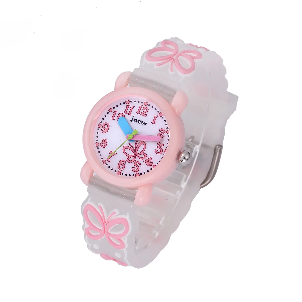 JNEW Fashion Waterproof Wrist Watch Ladies Watch Custom Luxury Woman Quality Designer Multicolor PC PVC Acrylic Kids Watch Round
