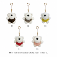 Llavero de oso de peluche de piel de visón auténtica al por mayor, bonito colgante para bolso, suave y esponjoso, estilo Kawaii, 5 colores, OEM personalizado, 11 cm
