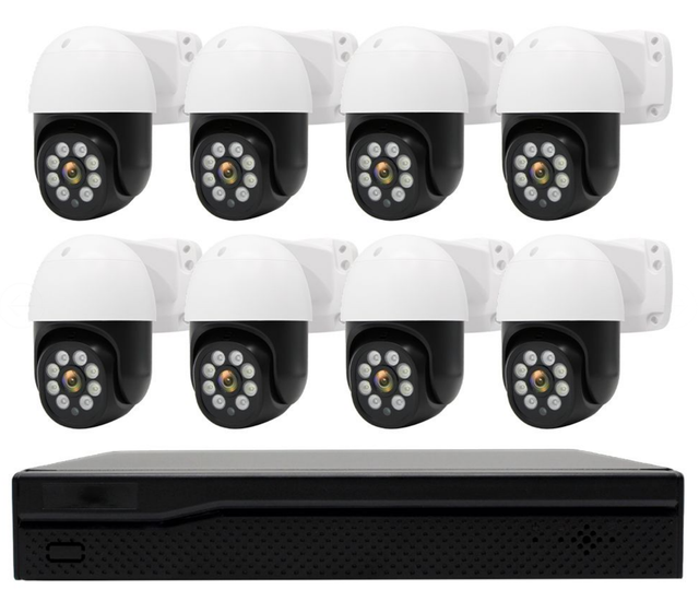 Auto AI Tracking 4K/5MP 8ch Pan-Tilt Two-Way Audio with Full Color Night Vision Alarm Push POE HDD CCTV Camera System Kit