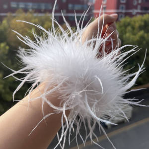 More <strong>Fluffy</strong> Ostrich Fur <strong>Cuffs</strong> Slap Band Wristband Clothes Anklet Sleeves Hair Trim Party Stage Wedding Bracelet Plumas Decor - Product Image 5