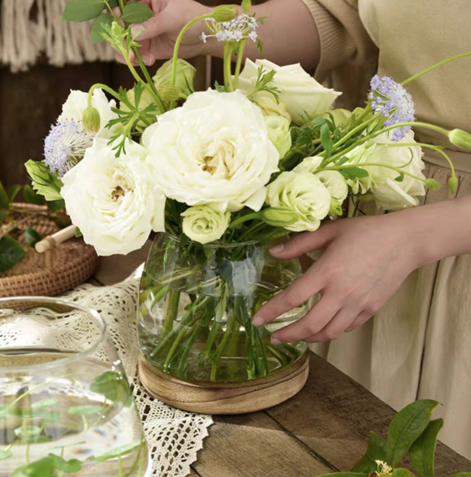 ドロップシッピング透明ガラス花瓶リビングルーム水生植物緑大根