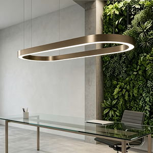 <span class=keywords><strong>Suspension</strong></span> LED ovale courbée en aluminium brossé bronze architectural sans joint <span class=keywords><strong>pour</strong></span> bureau <span class=keywords><strong>de</strong></span> direction en verre - Product Image 1