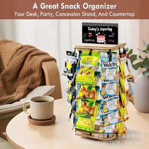 Wooden Display Clip Snack Organizer 360 Degree <b>Rotating</b> Base Candy Rack <b>Desk</b> Stand 5 Layers Modern Simple Design - Product Image 4
