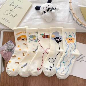 KTA-132 Custom Cute High Quality Girls Cotton <strong>Socks</strong> Puppy Star Sweet <strong>Sweaty</strong> Fashion Casual Sports Wholesale White <strong>Socks</strong> - Product Image 1