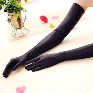 Gants longs en <span class=keywords><strong>tulle</strong></span> GOLOVEJOY pour femmes, élégants, sexy, en gaze noire extensible, pour fête, mariage, bal, protection solaire - Product Image 6