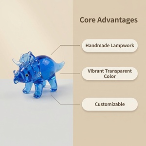 Figurines miniatures de dinosaures en <span class=keywords><strong>verre</strong></span> coloré, sculptures d'animaux soufflées à la main, décoration de bureau, vente en gros, <span class=keywords><strong>sur</strong></span> mesure - Product Image 3