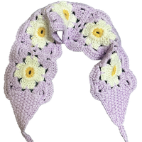 Ikat Rambut Bunga Modis Aksesori Lucu Wanita Ikat Rambut Rajut Bunga Crochet Harian 16*5Cm Aksesori Hiasan Rambut