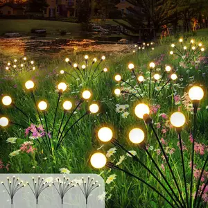 Solar Starburst Swaying Light Wind Blows Garden Light Outdoor Decorative Firefly Firework Lamp For Yard Patio Pathway Decoration