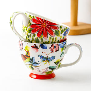 Taza de Cerámica Pintada a Mano Estilo Americano, Taza Creativa Estilo Pastoral, Taza de Gran Capacidad para <span class=keywords><strong>Desayuno</strong></span>, Taza para Avena - Product Image 2