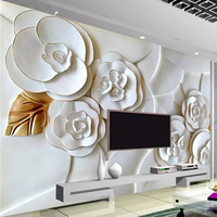 Papier peint mural auto-adhésif personnalisé, relief stéréoscopique 3D, fleurs, fresque, salon, papiers peints à coller, chambre à coucher, décoration de la maison