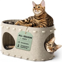 Maison pour chat d'intérieur, lit pour chat, tanière en polyester respirant et régulateur de température, design moderne, pour chat de grande taille jusqu'à 10 kg