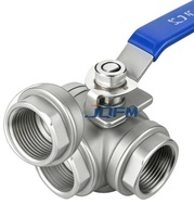 Vanne à boisseau sphérique manuelle à 3 voies en acier inoxydable 304, raccords NPT et BSP femelles pour le traitement de l'eau, la chimie, la plomberie, l'huile et le gaz