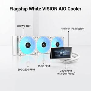 Enfriador AIO DeepCool LT360 VISION ARGB de 360 mm, Blanco, con Pantalla de 4.5 Pulgadas, 300W+ TDP para LGA1851 1700 AM5, con una Pantalla de 4.5 Pulgadas de Alta Gama - Product Image 6