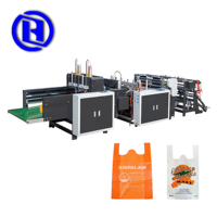 Machine automatique de fabrication de sacs poubelles en plastique biodégradable pour T-shirts, à découpe à chaud, avec moteur PLC, haute vitesse, pour nylon, HDPE, LDPE, modèle BT1020S2-AP