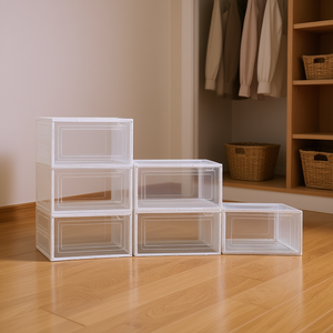 Cajas Apilables para Almacenamiento de Zapatos, Plástico Transparente Blanco, Paquete de 6, 33x15x85cm, Organizador para Zapatos - Product Image 2