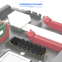 Kartu Adaptor M.2 NVMe Ke 6 Port SATA 3.0 untuk Laptop/PC Aluminium Alloy Heatsink Kecepatan Transfer 6Gbps Ekspansi HDD/SSD yang Dapat Ditumpuk