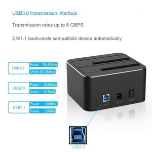 Nhôm ẩn Clone <span class=keywords><strong>Docking</strong></span> <span class=keywords><strong>2</strong></span> bay USB 3.0 <span class=keywords><strong>2</strong></span>.5 3.5inch SATA HDD SDD duplicator ổ cứng một đến một trạm nhân bản - Product Image 3