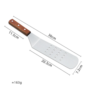 Spatule DF30 en acier inoxydable avec manche en bois, 36 cm, outil de cuisine durable pour la cuisson et la grillade - Product Image 2