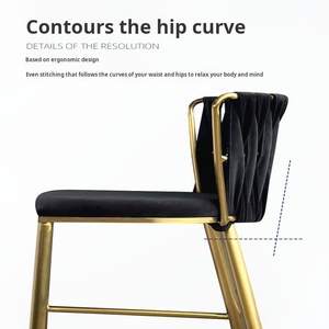 Silla de <span class=keywords><strong>Bar</strong></span> de Acero Inoxidable, Estilo Nórdico Creativo, Moderna y Sencilla, con Tejido a Mano, Silla Alta de Metal de Lujo Ligero - Product Image 3