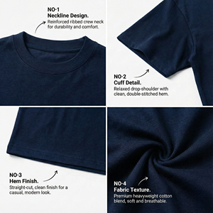 Camiseta Extra Grande de Algodón 100 % de 300 g/m² para Hombre, Camiseta de Alta Calidad con Hombros Caídos, Unisex, con Logotipo Personalizado para Calle, TKAN622 - Product Image 2