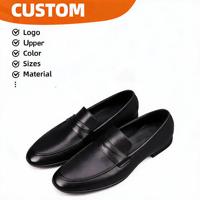 Mocassins Penny pour Hommes à Prix d'Usine, en Cuir Microfibre Noir, Semelle en Caoutchouc Flexible Antidérapante, Chaussures Habillées Quotidiennes pour le Bureau et les Affaires