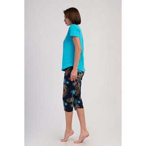 Conjunto de Dos Piezas para Mujer, Estilo Informal, Cuello Redondo, Tejido de Lino y Algodón, Manga Larga, Pantalones Capri, Estampado Ovalado Sólido, Talla XL, para Otoño - Product Image 3