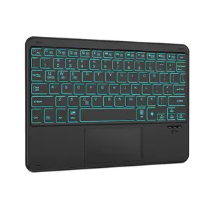 Clavier Bluetooth sans fil ultra-mince avec pavé tactile-Clavier rechargeable universel rétroéclairé 7 couleurs pour iPad Pro Air Mini