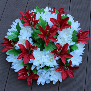 <span class=keywords><strong>Flores</strong></span> Funerarias Artificiales Ecológicas CAWELL, Lirio y Crisantemo, 45 cm <span class=keywords><strong>de</strong></span> Diámetro, Coronas <span class=keywords><strong>para</strong></span> <span class=keywords><strong>Cementerio</strong></span>, Decoración, Color Personalizado - Product Image 6