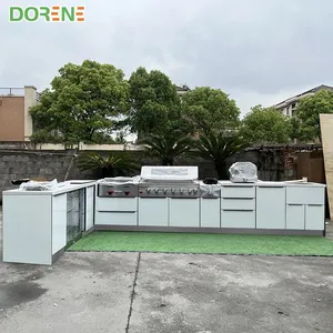 2022 Dorene Modern White L Shape Modular Stainless Steel BBQ Outdoor Kitchen Cabinet