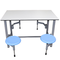 Table et chaises de salle à manger modernes 4 places pour restaurant rapide, nouveau style pour cantine scolaire