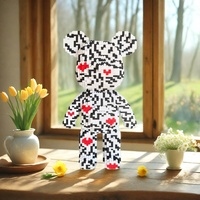 Ensemble de blocs de construction en plastique en forme de cœur d'animal, ours en peluche, à assembler soi-même, ornements tendance pour cadeau